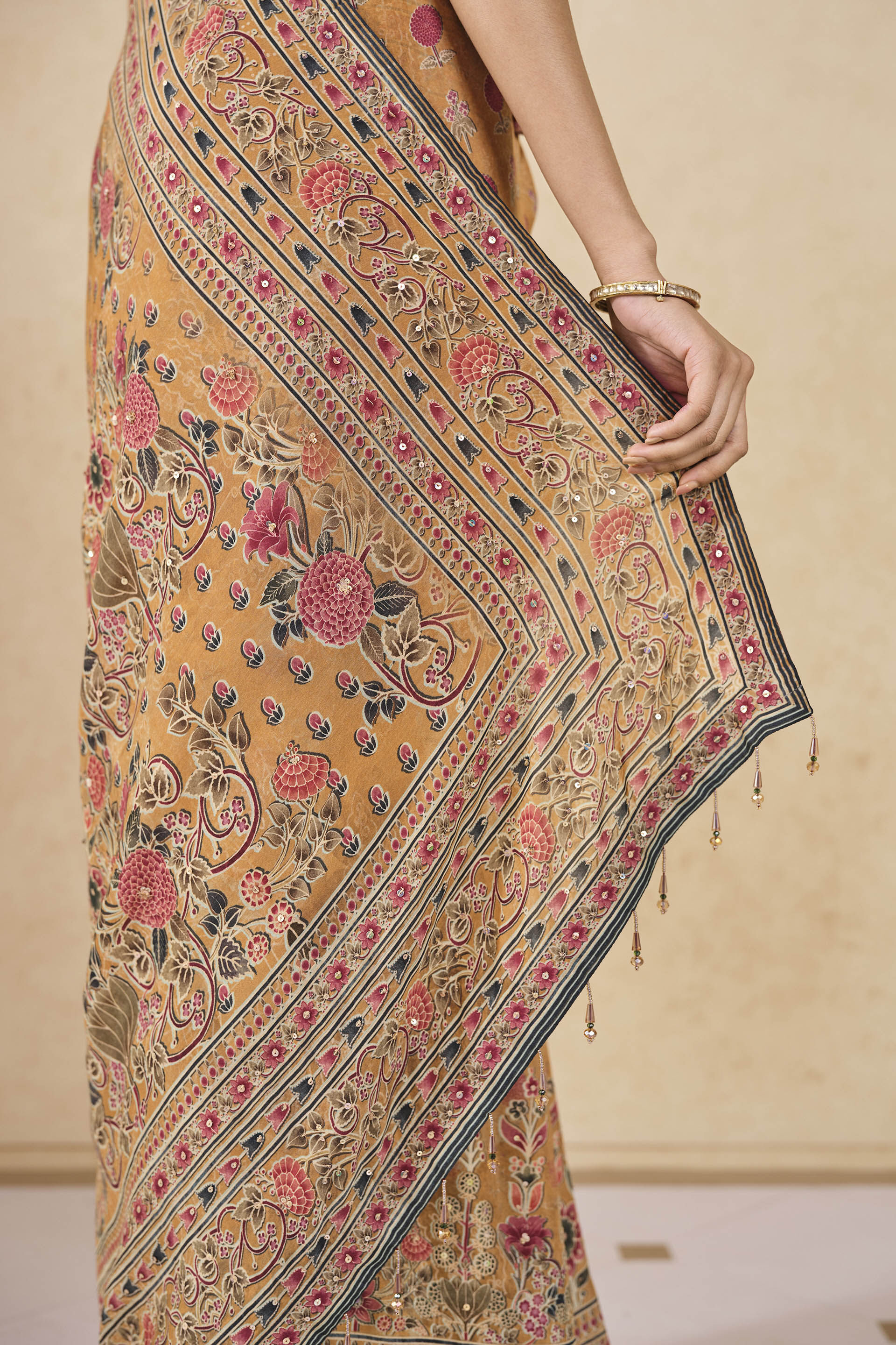 Rue Printed Silk Saree - Yellow, Yellow, image 7